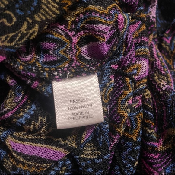 Express Purple Pink Paisley Floral Mesh Ruffle Tank Top - Picture 5 of 5